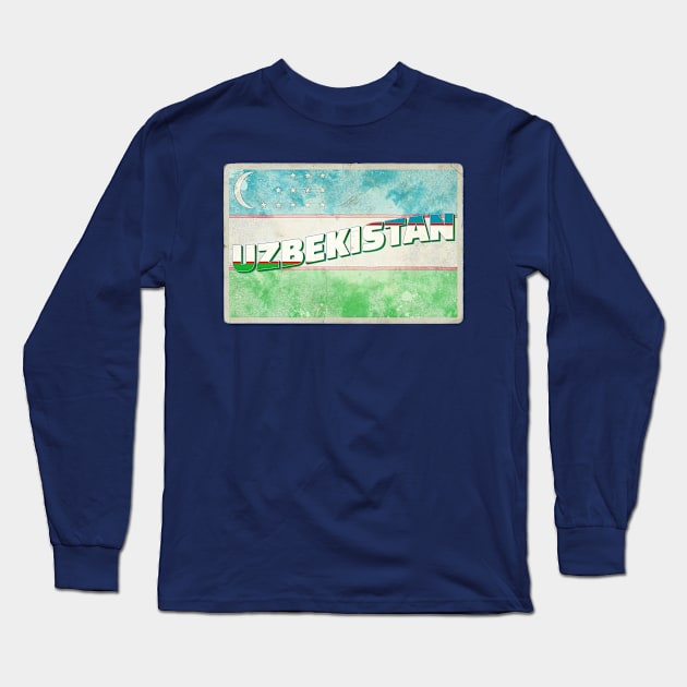 Uzbekistan vintage style retro souvenir Long Sleeve T-Shirt by DesignerPropo